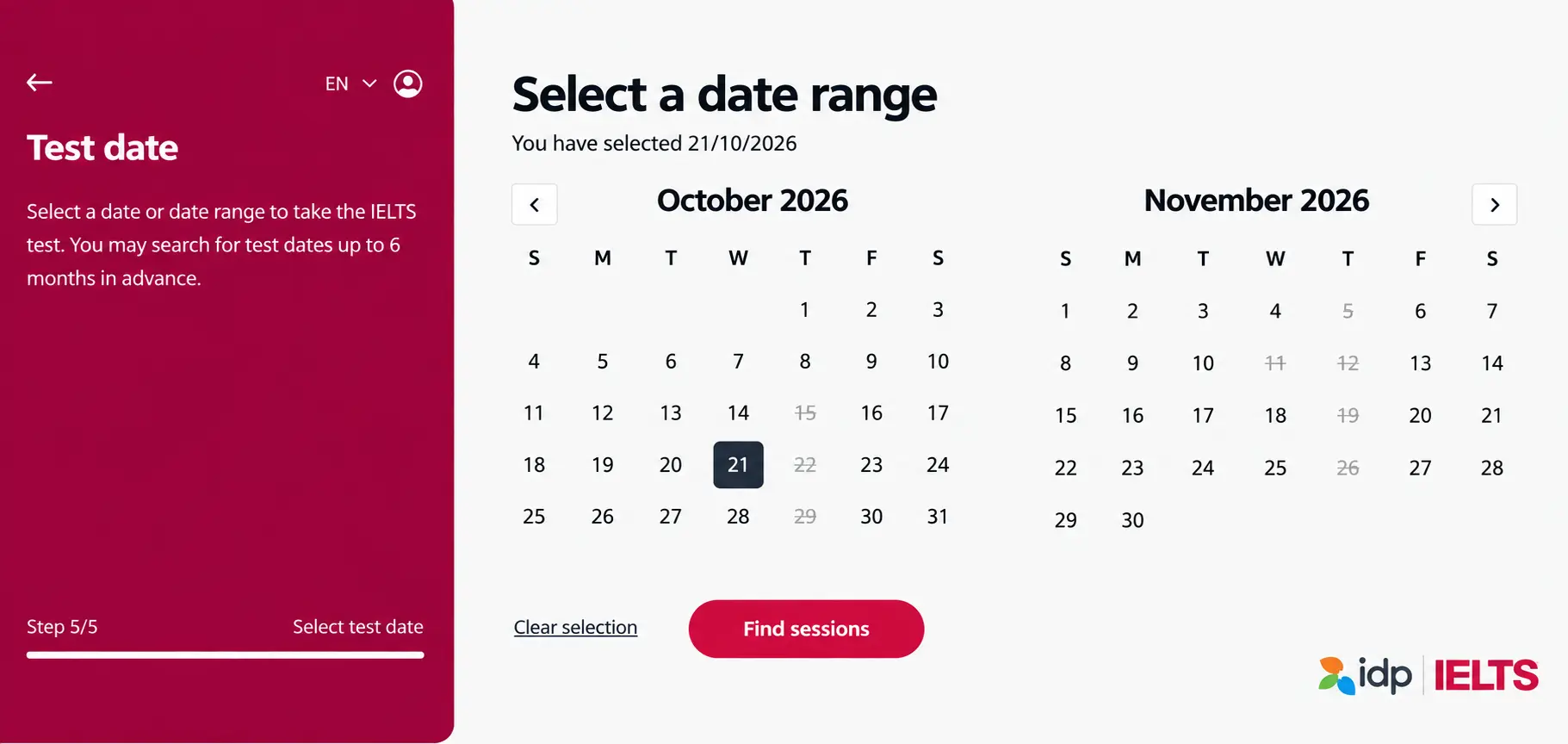Selecting IELTS test date